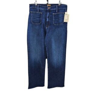 MOTHER The Patch Pocket Rambler Sneak Jeans, High Rise, These Boots, 33 Petite